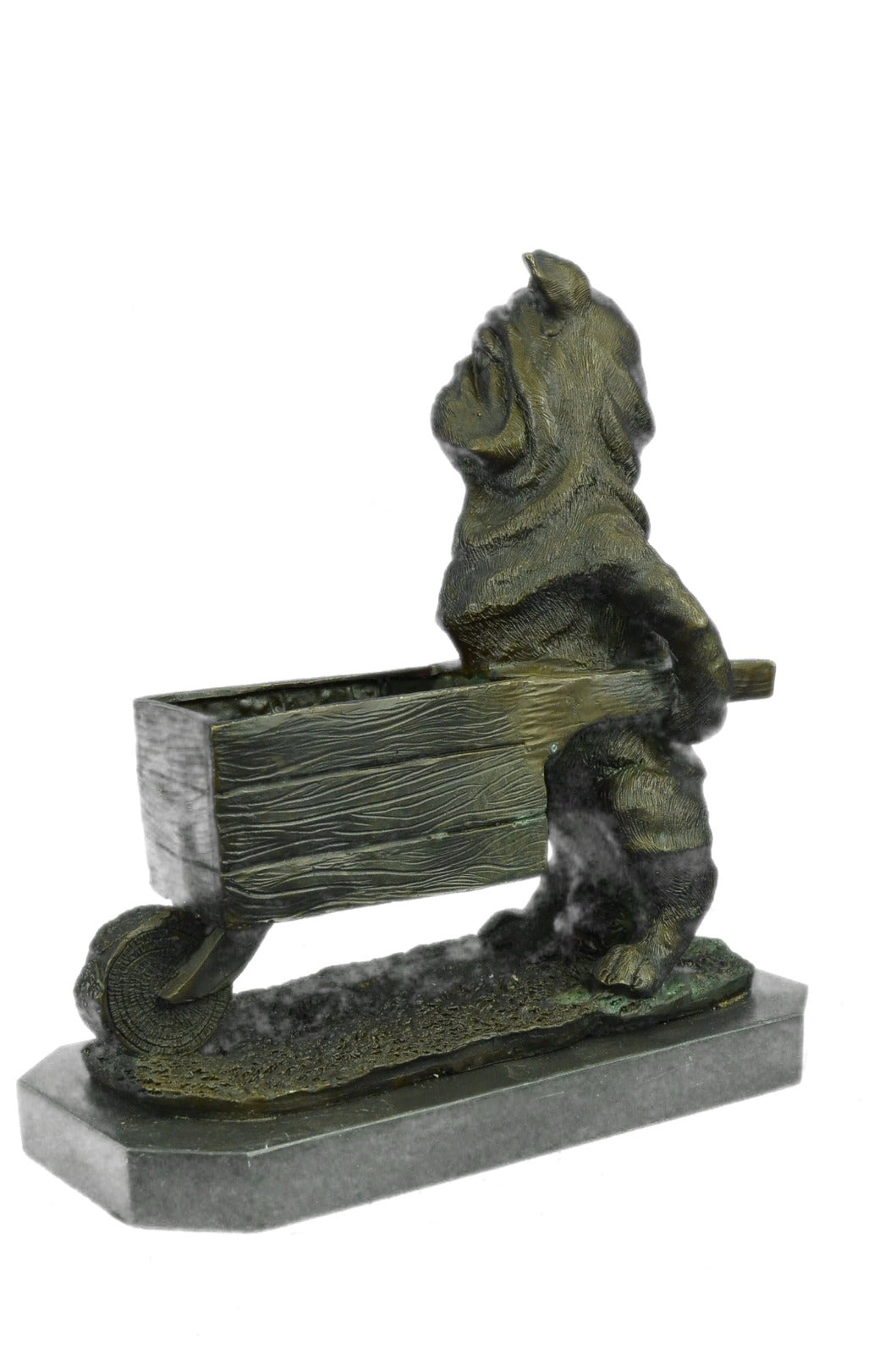 Art Deco Hot Cast English Bulldog Dog with Wagon Bronze Sculpture Figurine SALE