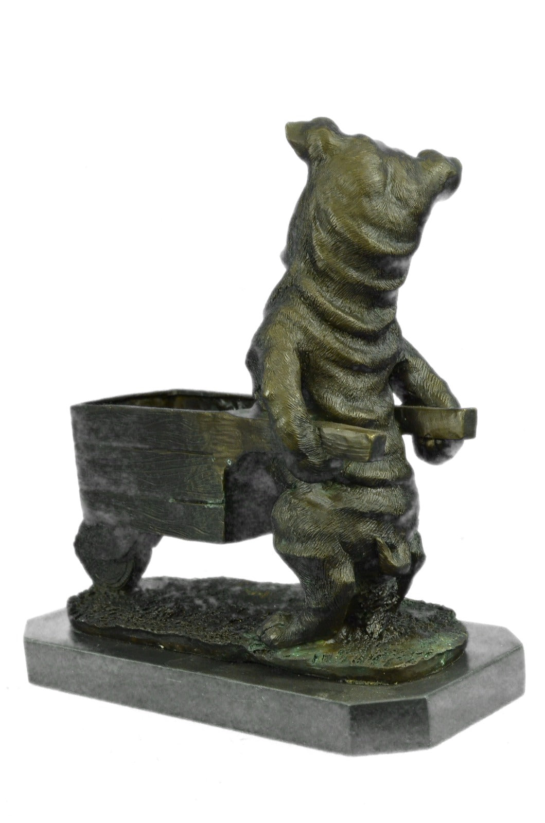 Art Deco Hot Cast English Bulldog Dog with Wagon Bronze Sculpture Figurine SALE