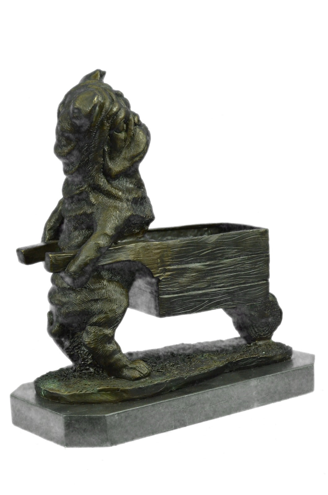 Art Deco Hot Cast English Bulldog Dog with Wagon Bronze Sculpture Figurine SALE