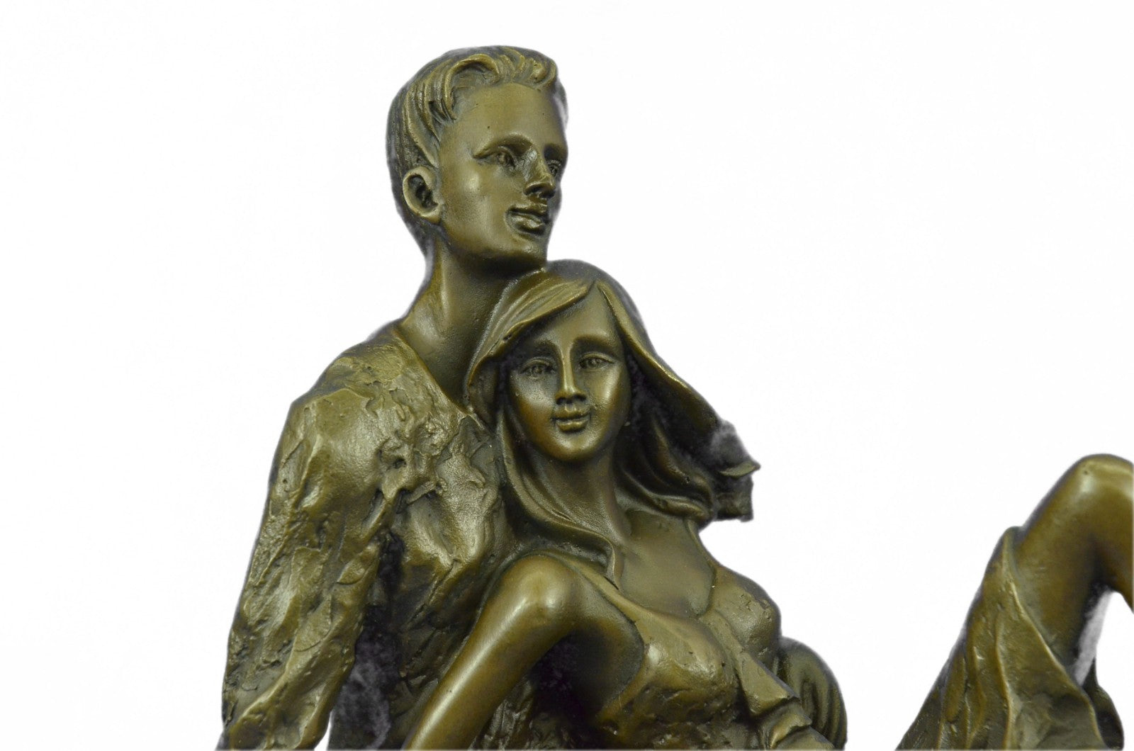Handcrafted Detailed European Made Gorgeous Couple Bronze Sculpture Marble Decor