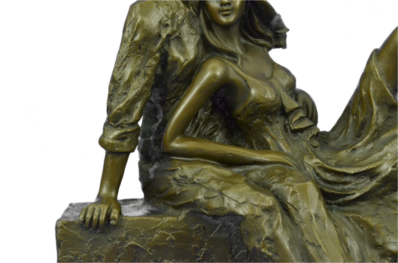 Handcrafted Detailed European Made Gorgeous Couple Bronze Sculpture Marble Decor