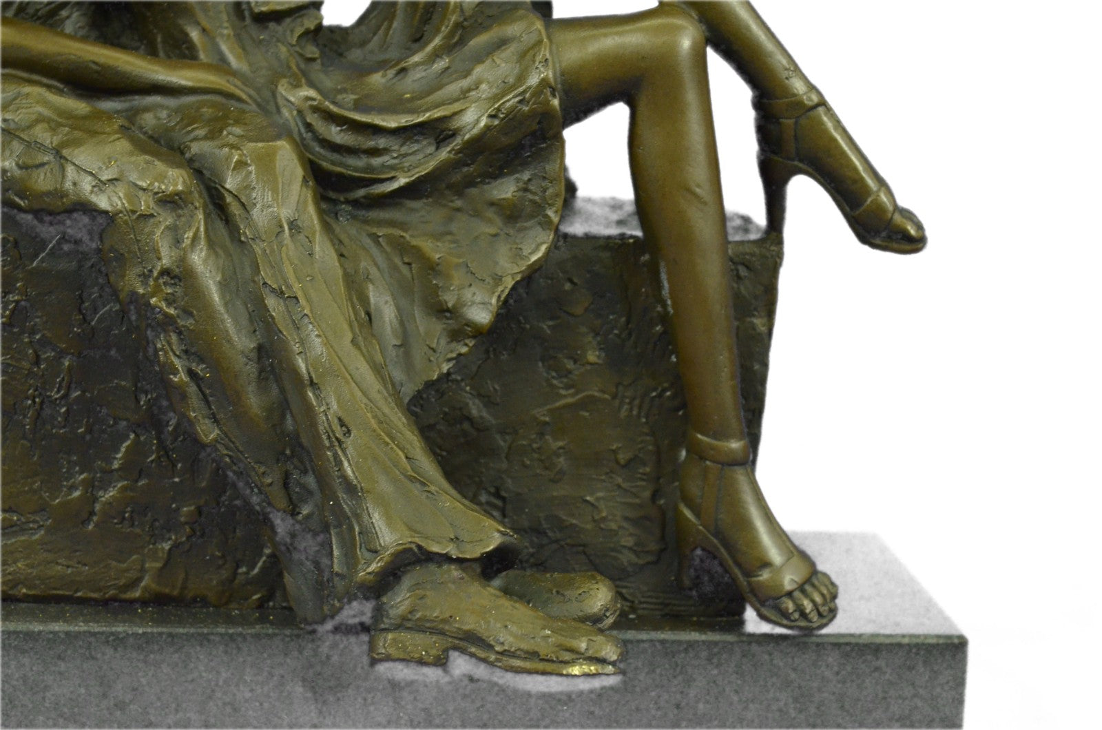 Handcrafted Detailed European Made Gorgeous Couple Bronze Sculpture Marble Decor