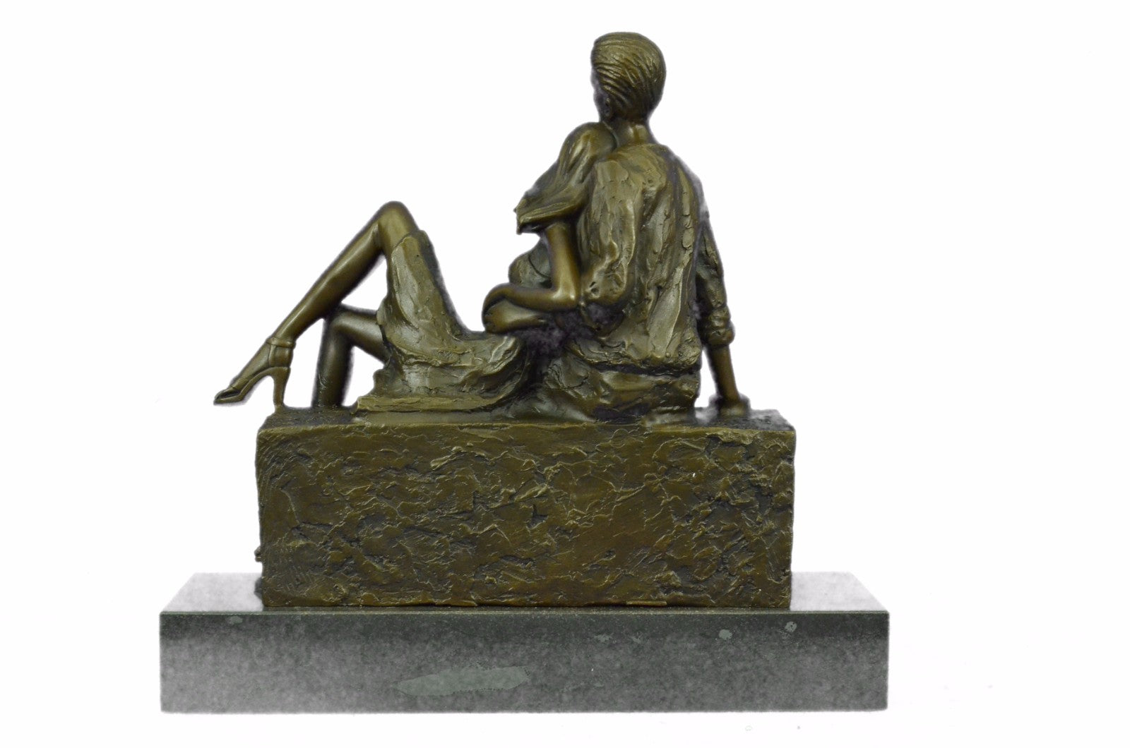 Handcrafted Detailed European Made Gorgeous Couple Bronze Sculpture Marble Decor