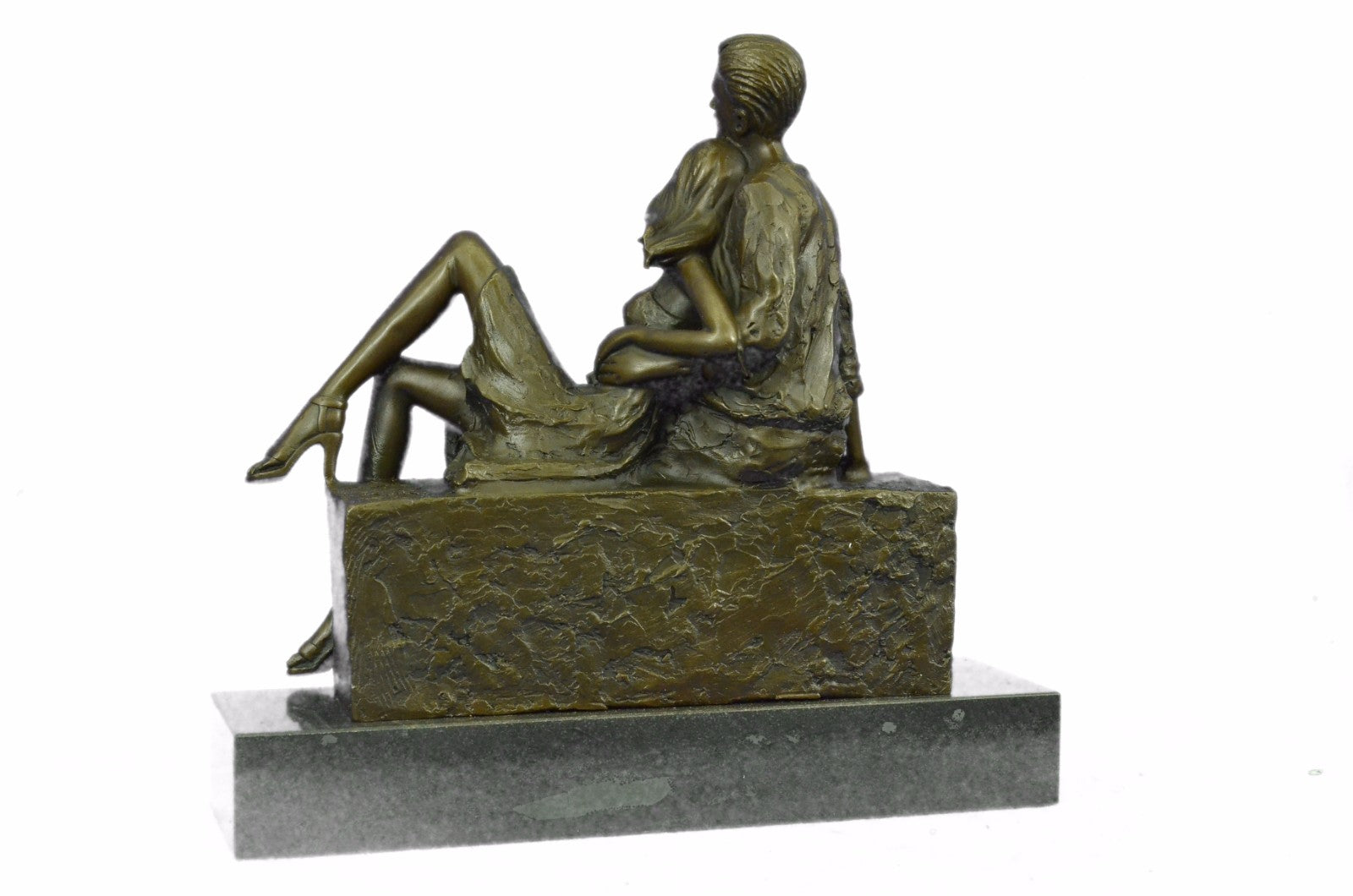 Handcrafted Detailed European Made Gorgeous Couple Bronze Sculpture Marble Decor