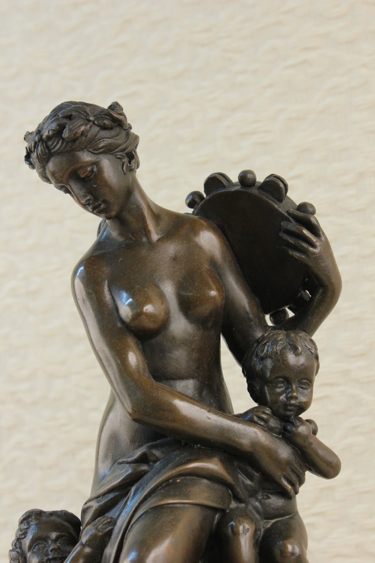 Large Nude Statue Venus Bronze With Figurine Cherub Sculpture Art Deco Artwork