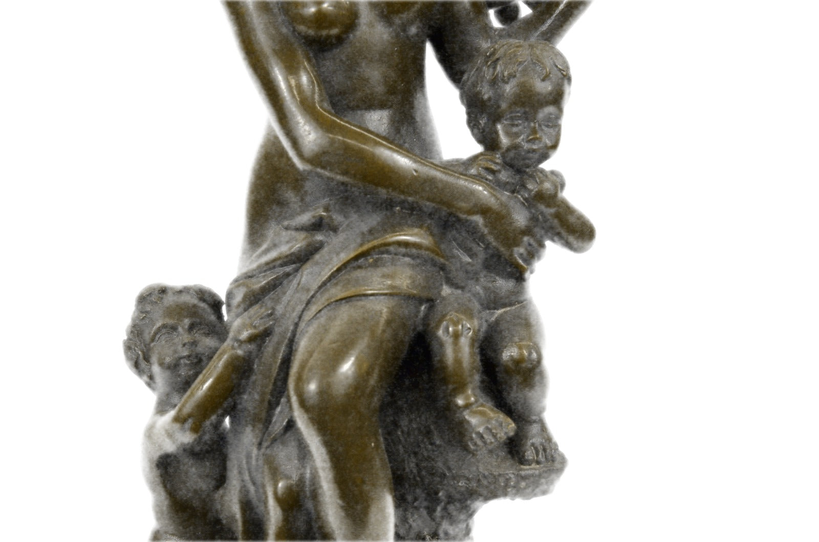 Large Nude Statue Venus Bronze With Figurine Cherub Sculpture Art Deco Artwork