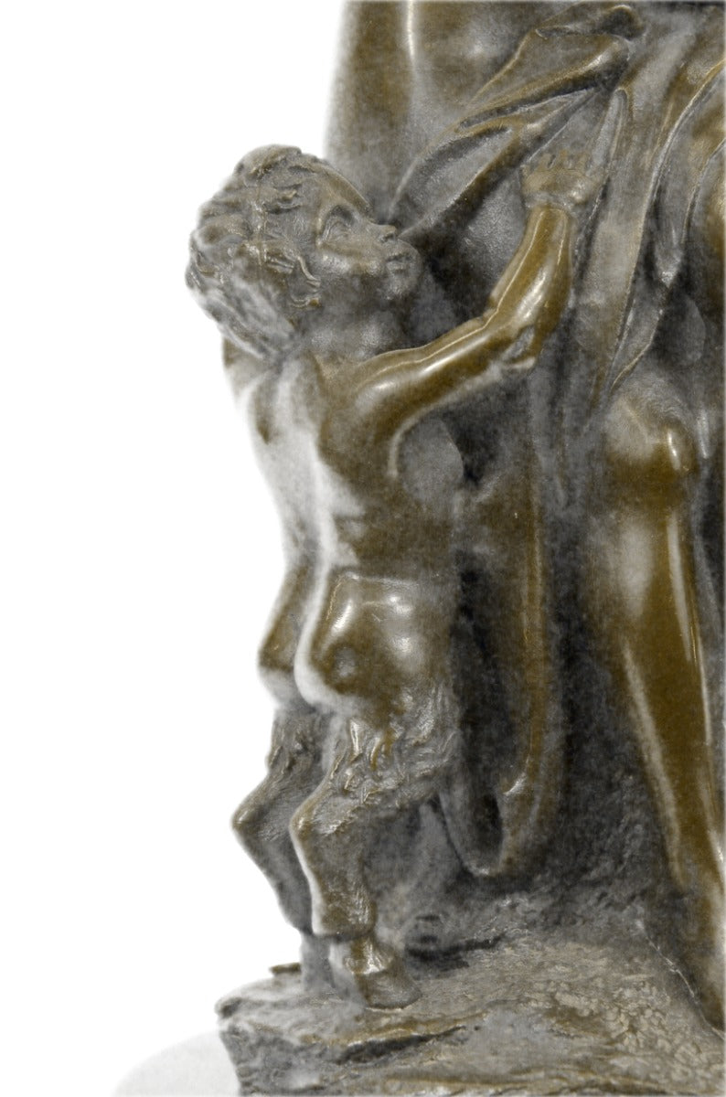 Large Nude Statue Venus Bronze With Figurine Cherub Sculpture Art Deco Artwork