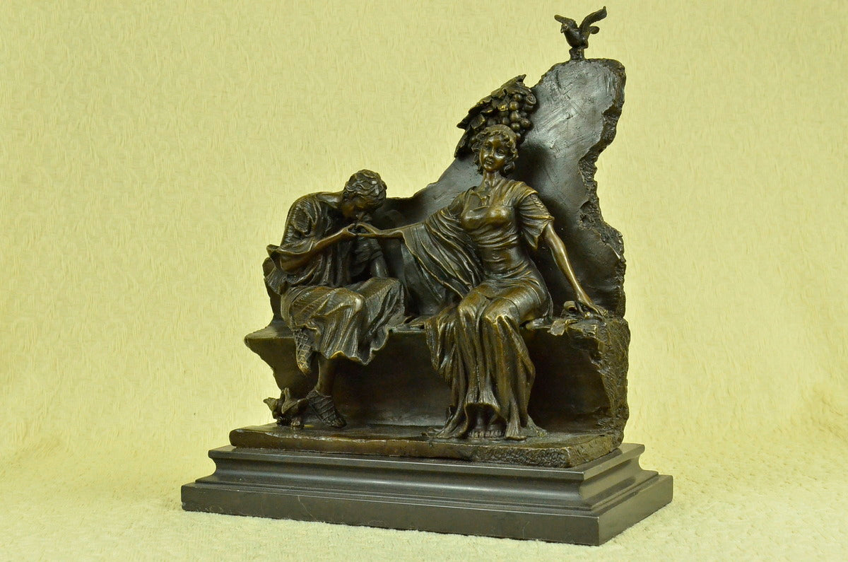 ROMANTIC COUPLE LOVE ROMANCE Handcrafted Art Bronze Sculpture Statue Figurine