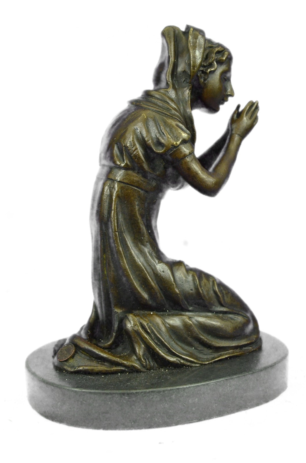 Handcrafted bronze sculpture SALE Marble Praying Mary Virgin Mother Blessed