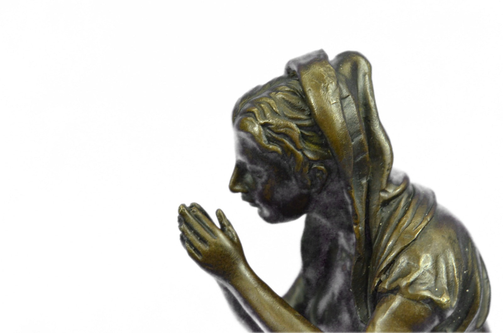 Handcrafted bronze sculpture SALE Marble Praying Mary Virgin Mother Blessed