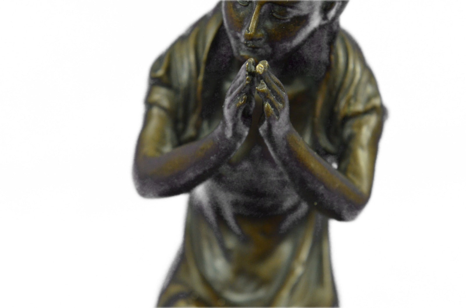 Handcrafted bronze sculpture SALE Marble Praying Mary Virgin Mother Blessed