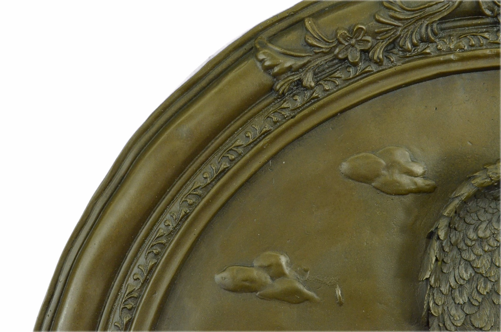 Bronze Sculpture Large Signed Original Bas Relief Angel with Children Figurine S