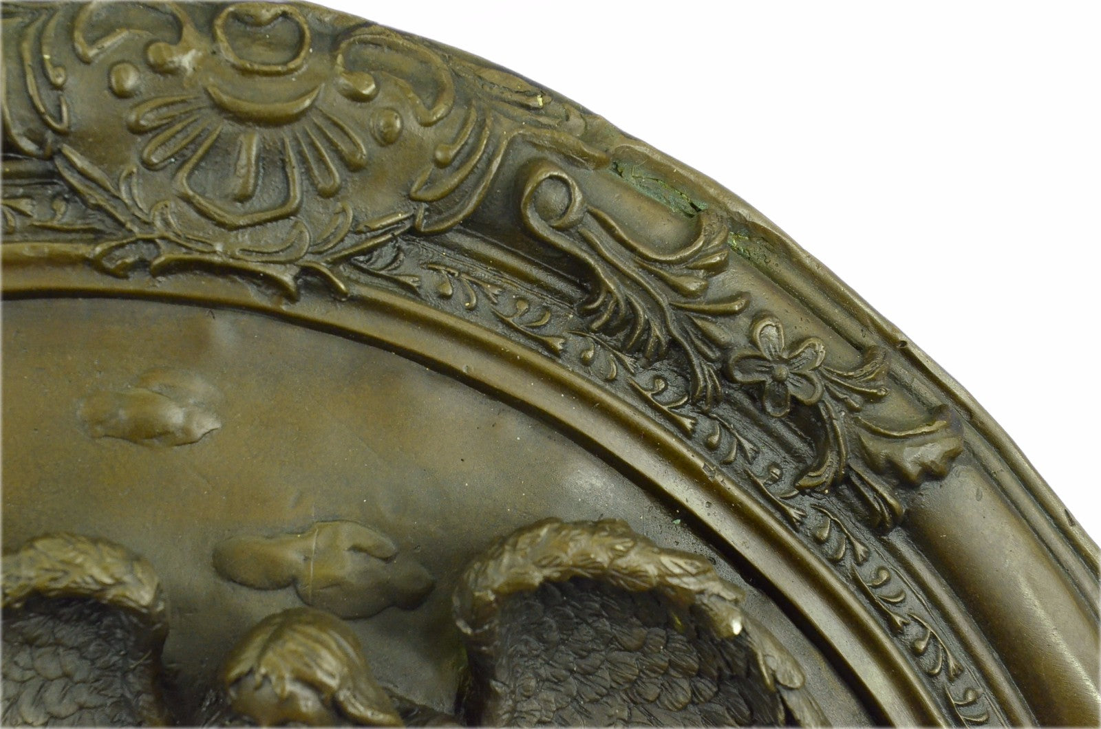 Bronze Sculpture Large Signed Original Bas Relief Angel with Children Figurine S