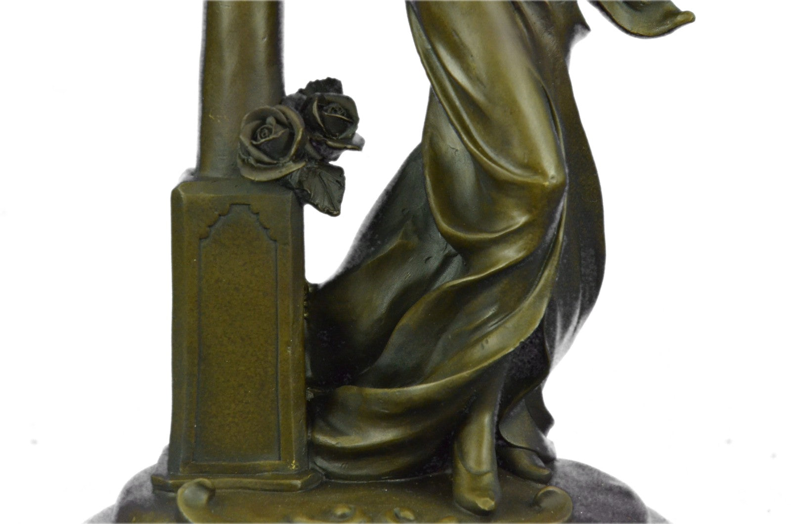 Victorian Woman With Flower Bronze Sculpture Candle Holder Art Deco Detailed Sta
