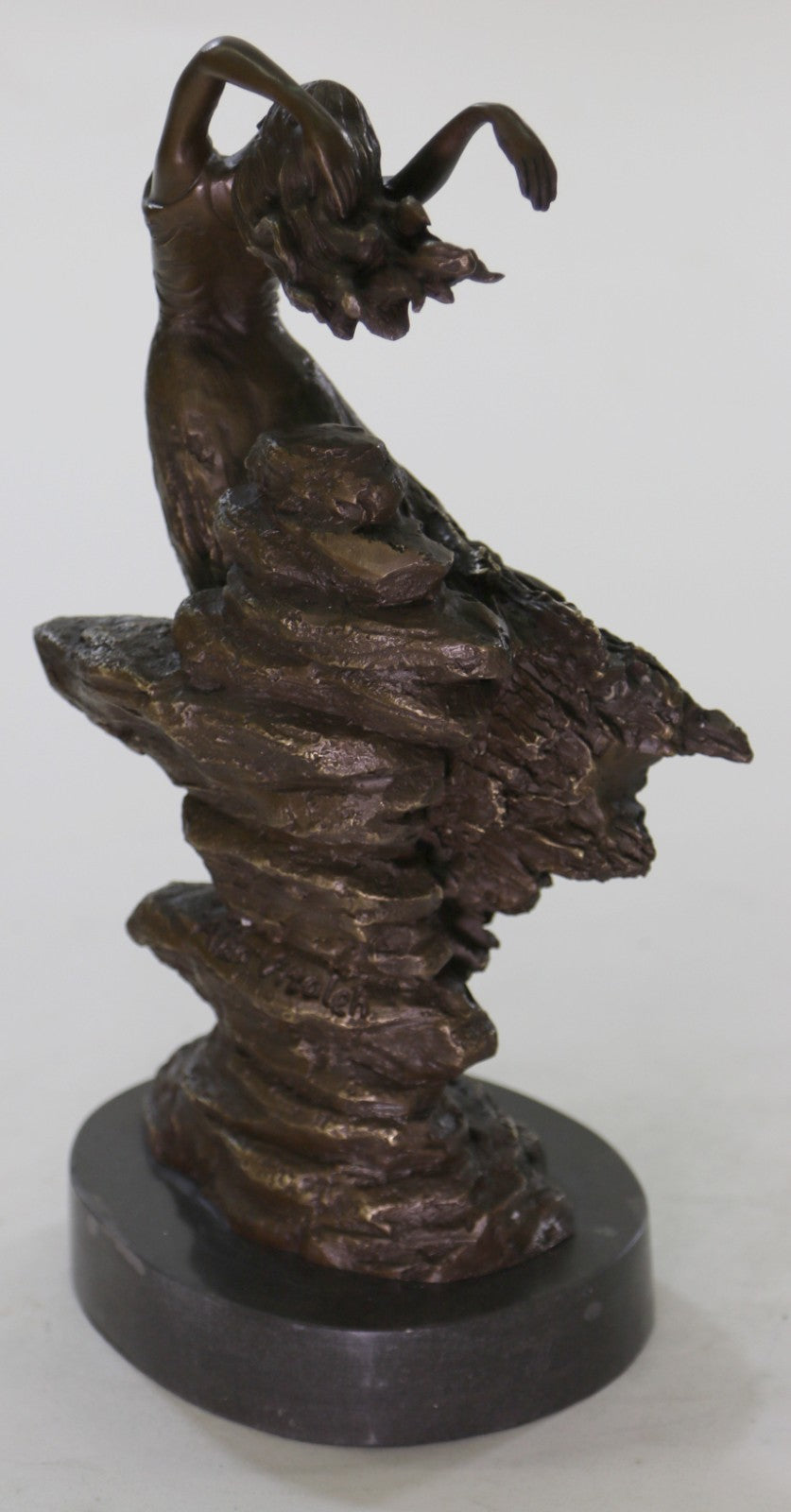 Bronze Statue Sensual Mermaid Sea Goddess Woman Art Deco Nude Figurine Sculpture