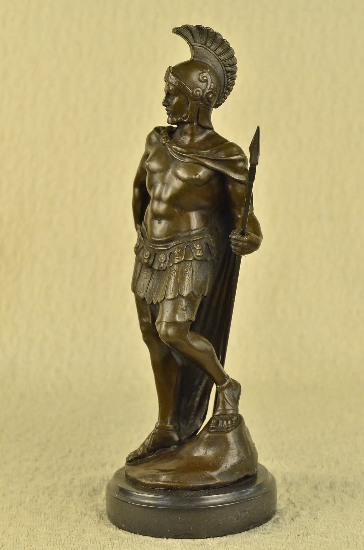Bronze Marble Statue Roman Military Warrior War Sparton Art Deco Sculpture Piece