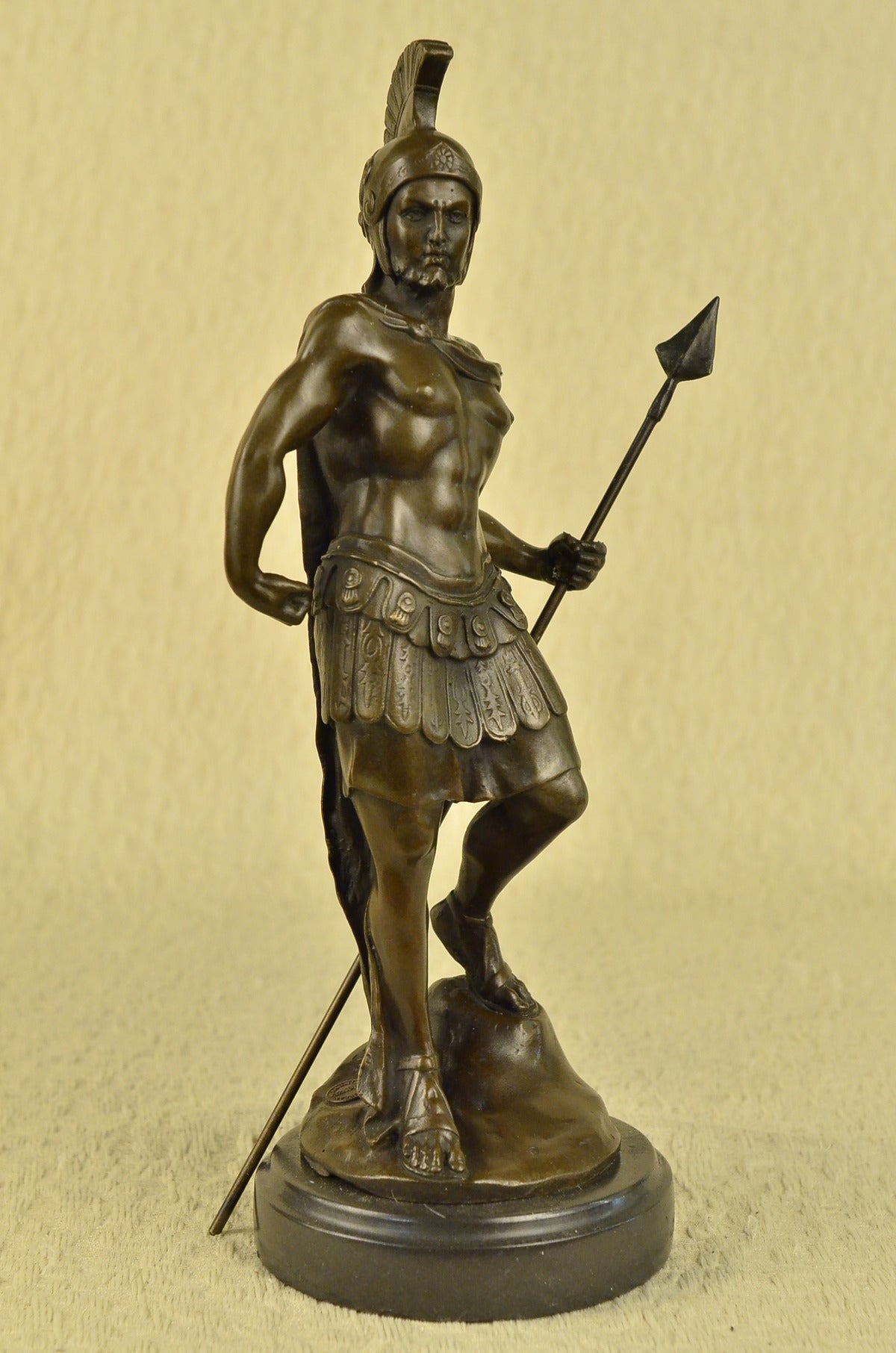 Bronze Marble Statue Roman Military Warrior War Sparton Art Deco Sculpture Piece