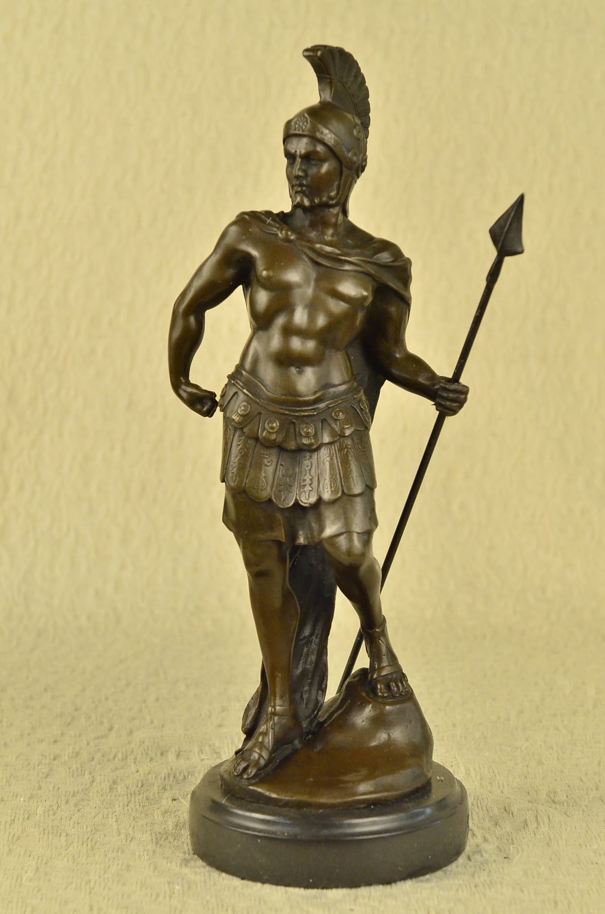 Bronze Marble Statue Roman Military Warrior War Sparton Art Deco Sculpture Piece