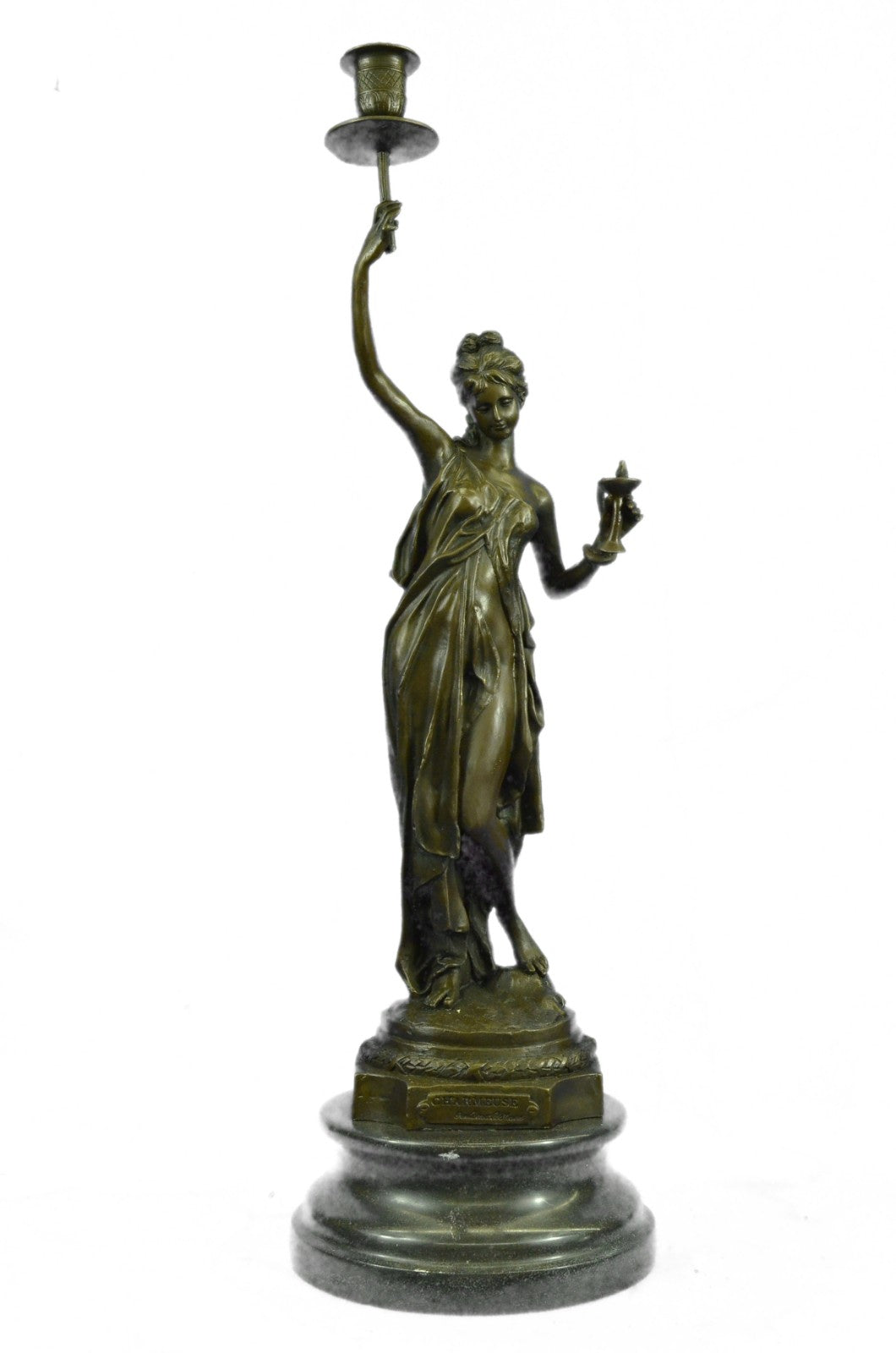 Hot Cast Snake Charmer Candle Holder Classic Erotic Artwork Bronze Sculpture NR