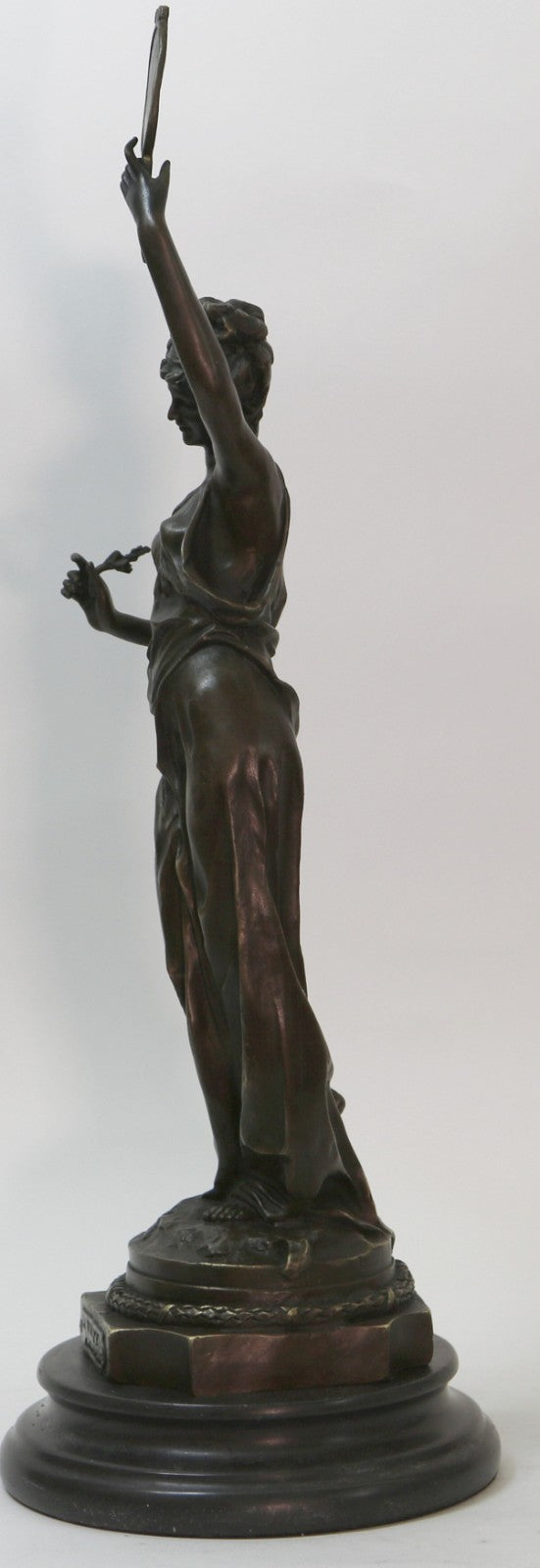 Vintage FRENCH Artwork Classical BRONZE STATUE Seated MAIDEN Roman Greek MOREAU