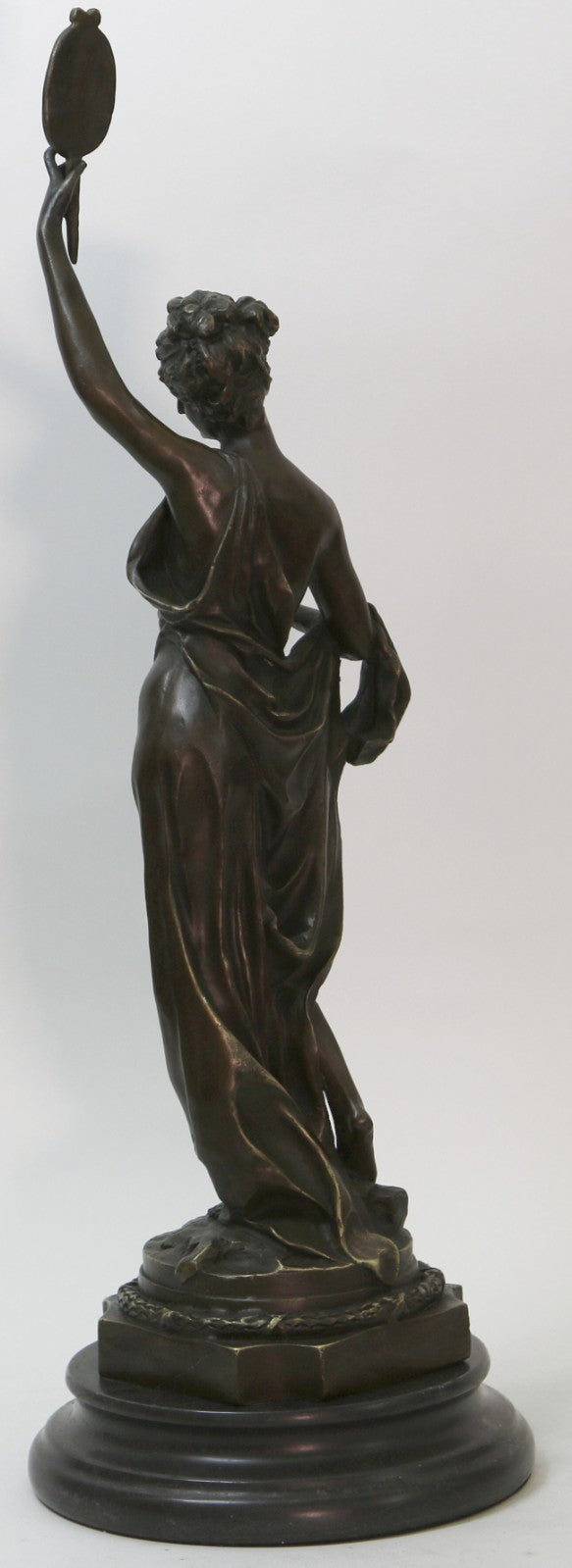 Vintage FRENCH Artwork Classical BRONZE STATUE Seated MAIDEN Roman Greek MOREAU