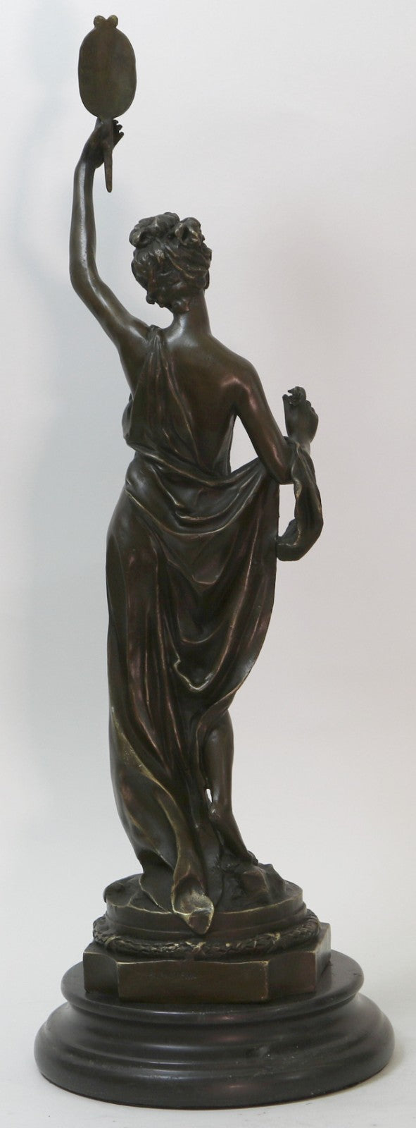 Vintage FRENCH Artwork Classical BRONZE STATUE Seated MAIDEN Roman Greek MOREAU