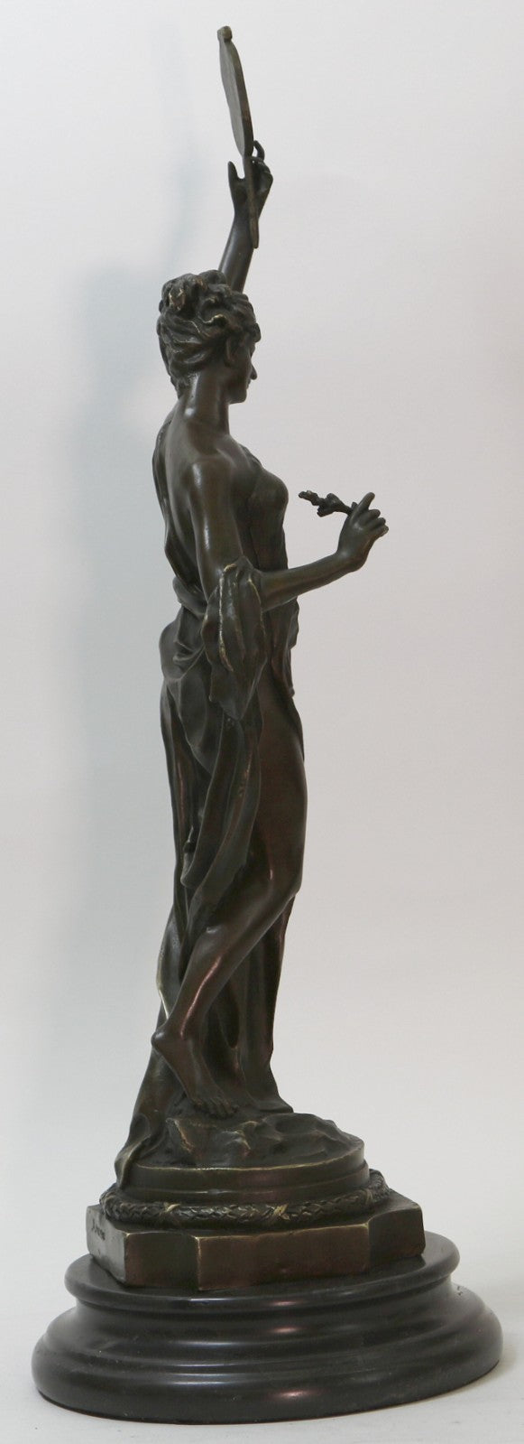 Vintage FRENCH Artwork Classical BRONZE STATUE Seated MAIDEN Roman Greek MOREAU
