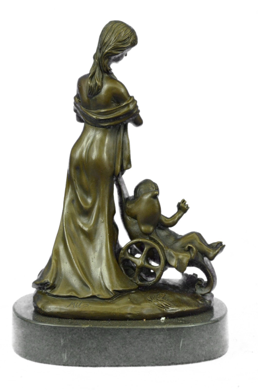 Handcrafted by Lost Wax Method Well Detailed Mother and Nude Baby Bronze Statue