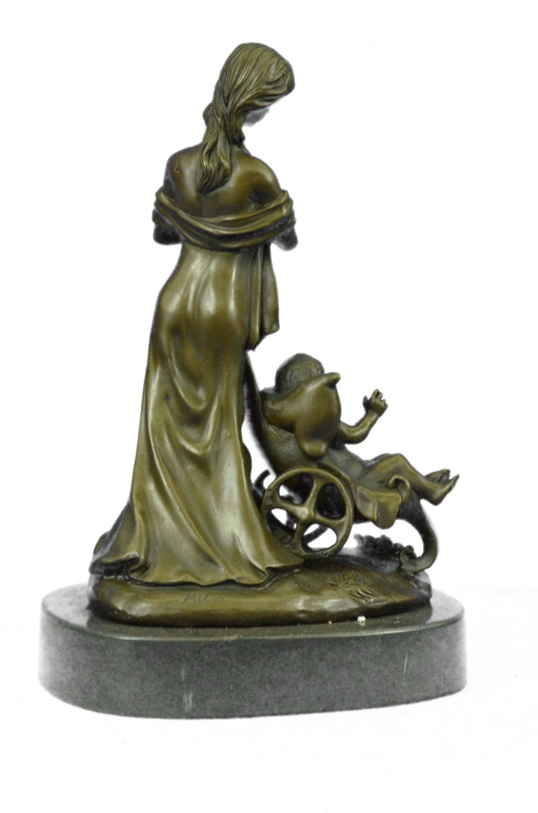 Handcrafted by Lost Wax Method Well Detailed Mother and Nude Baby Bronze Statue