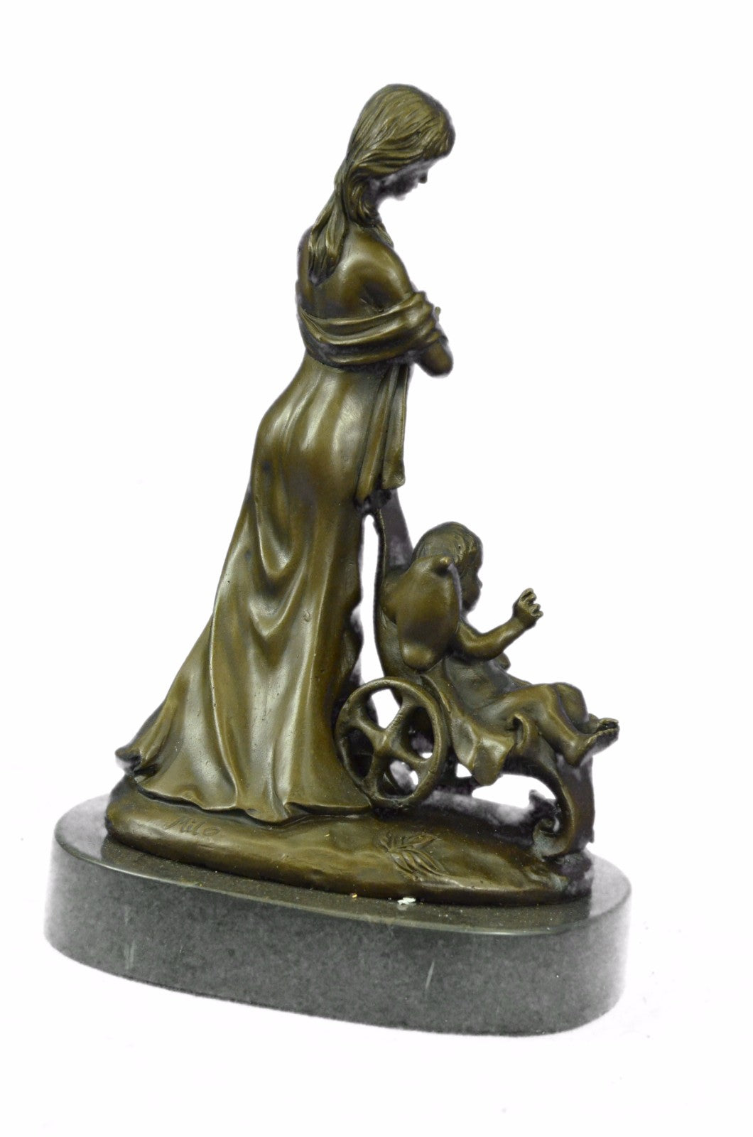 Handcrafted by Lost Wax Method Well Detailed Mother and Nude Baby Bronze Statue