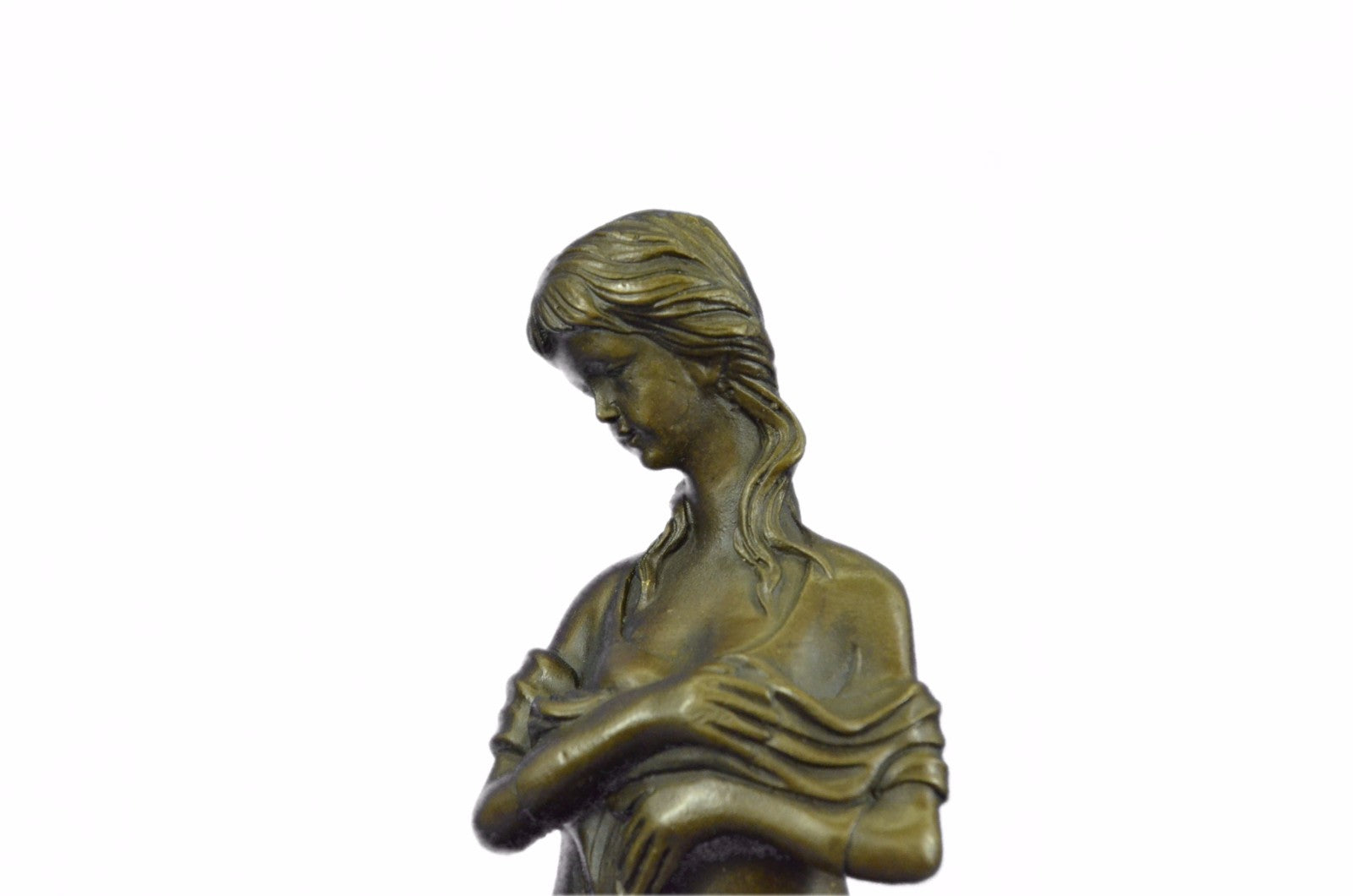 Handcrafted by Lost Wax Method Well Detailed Mother and Nude Baby Bronze Statue