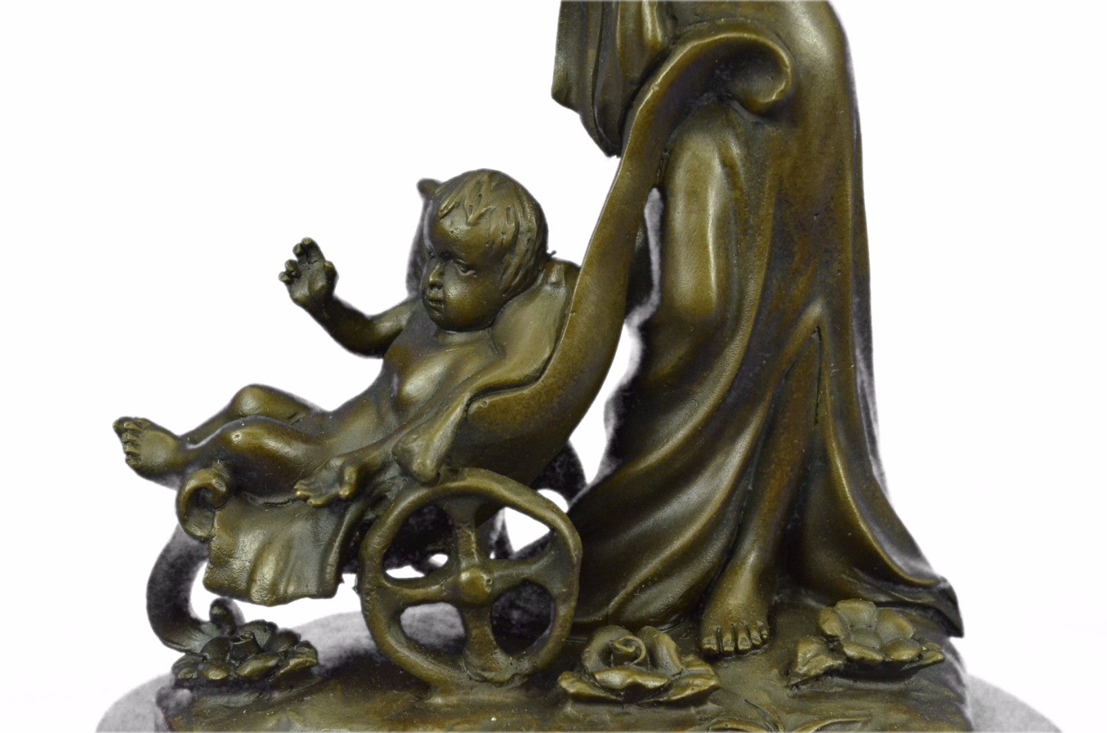 Handcrafted by Lost Wax Method Well Detailed Mother and Nude Baby Bronze Statue