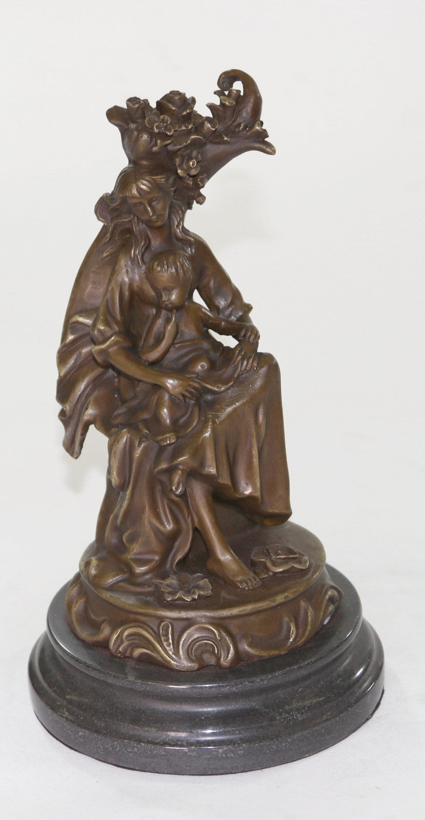 10" Western exquisite Art Pure Bronze Copper Carved mother and Boys Statue Sale