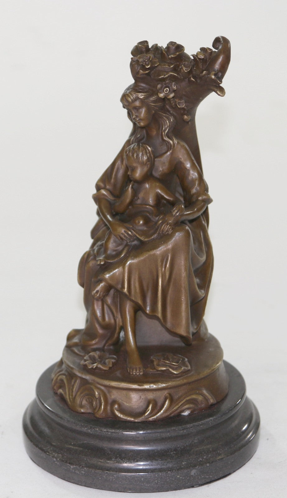 10" Western exquisite Art Pure Bronze Copper Carved mother and Boys Statue Sale