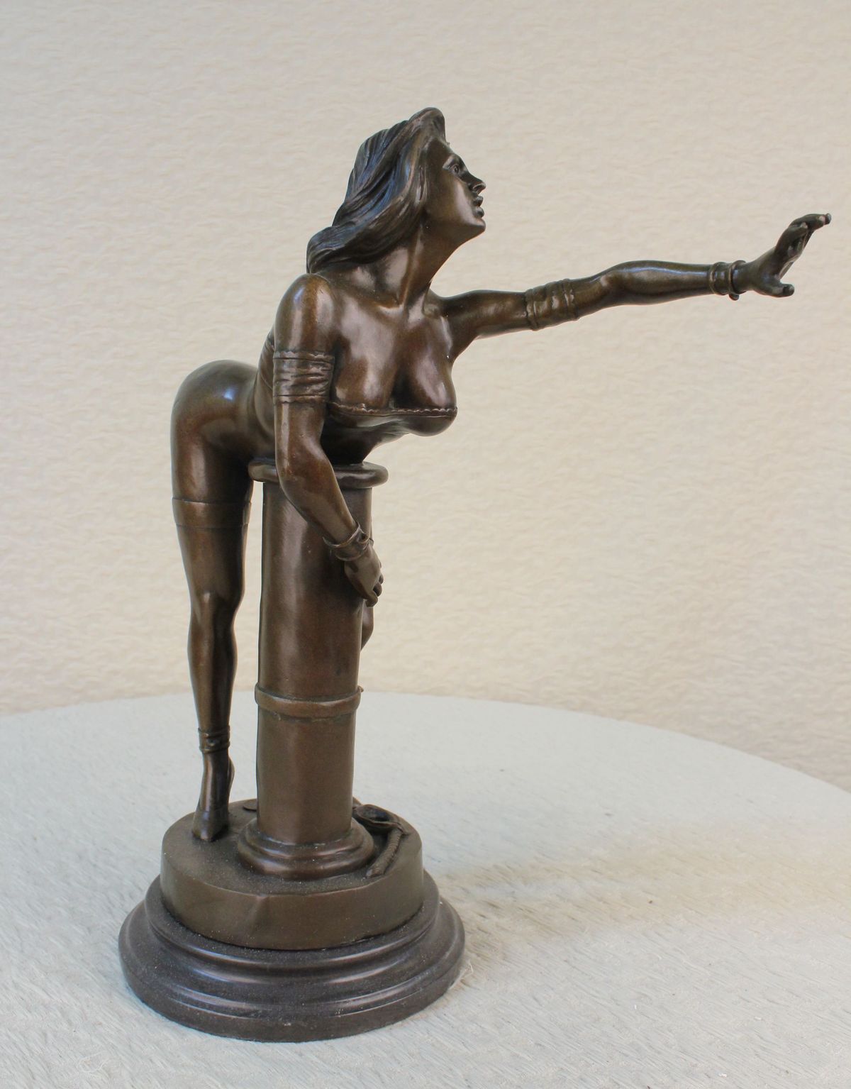 Handcrafted bronze sculpture SALE Base Marble On Bonze Female Erotic Nude
