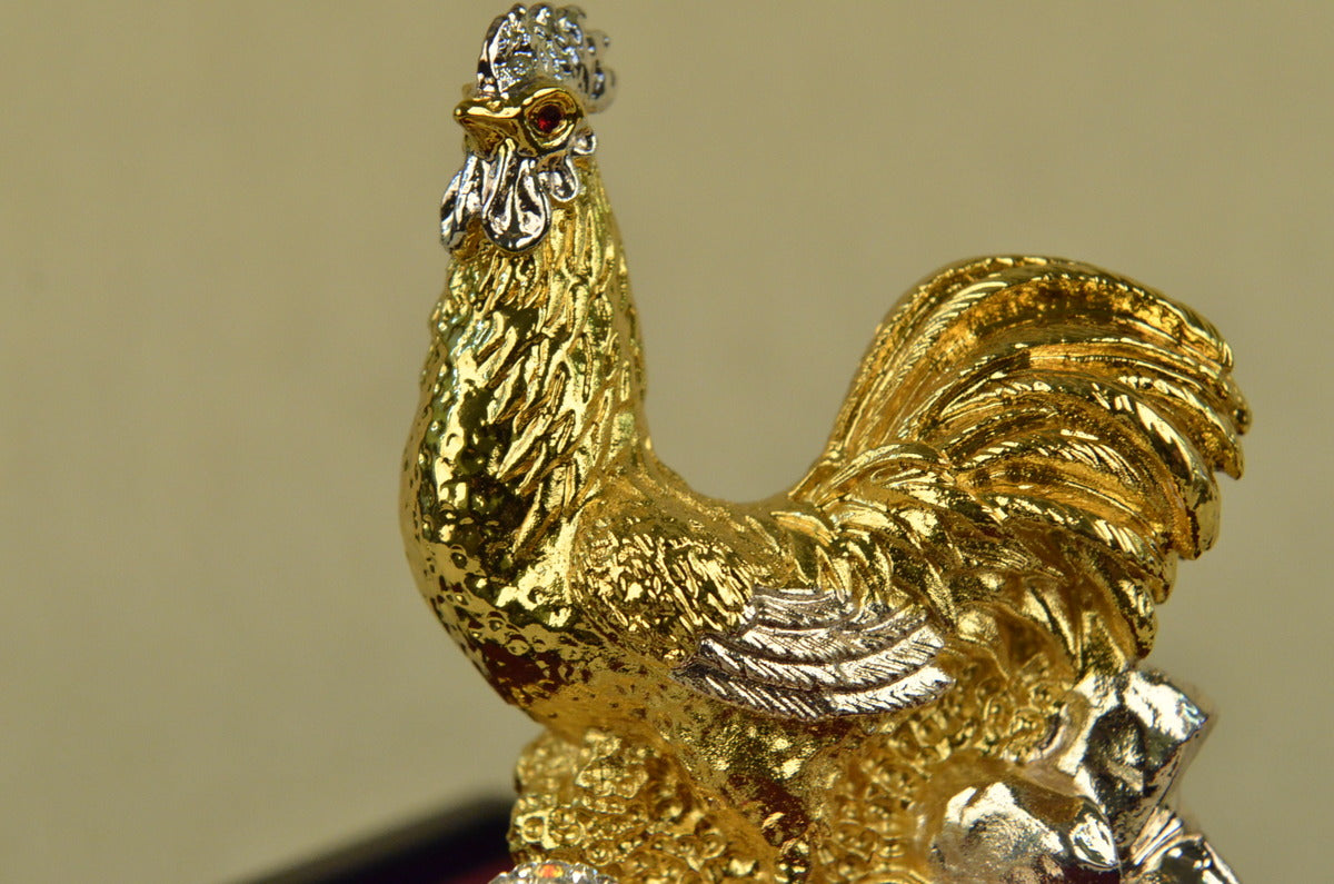 Chinese Bronze Wealth Fengshui Zodiac Year Rooster Cock Statue Sculpture Figure