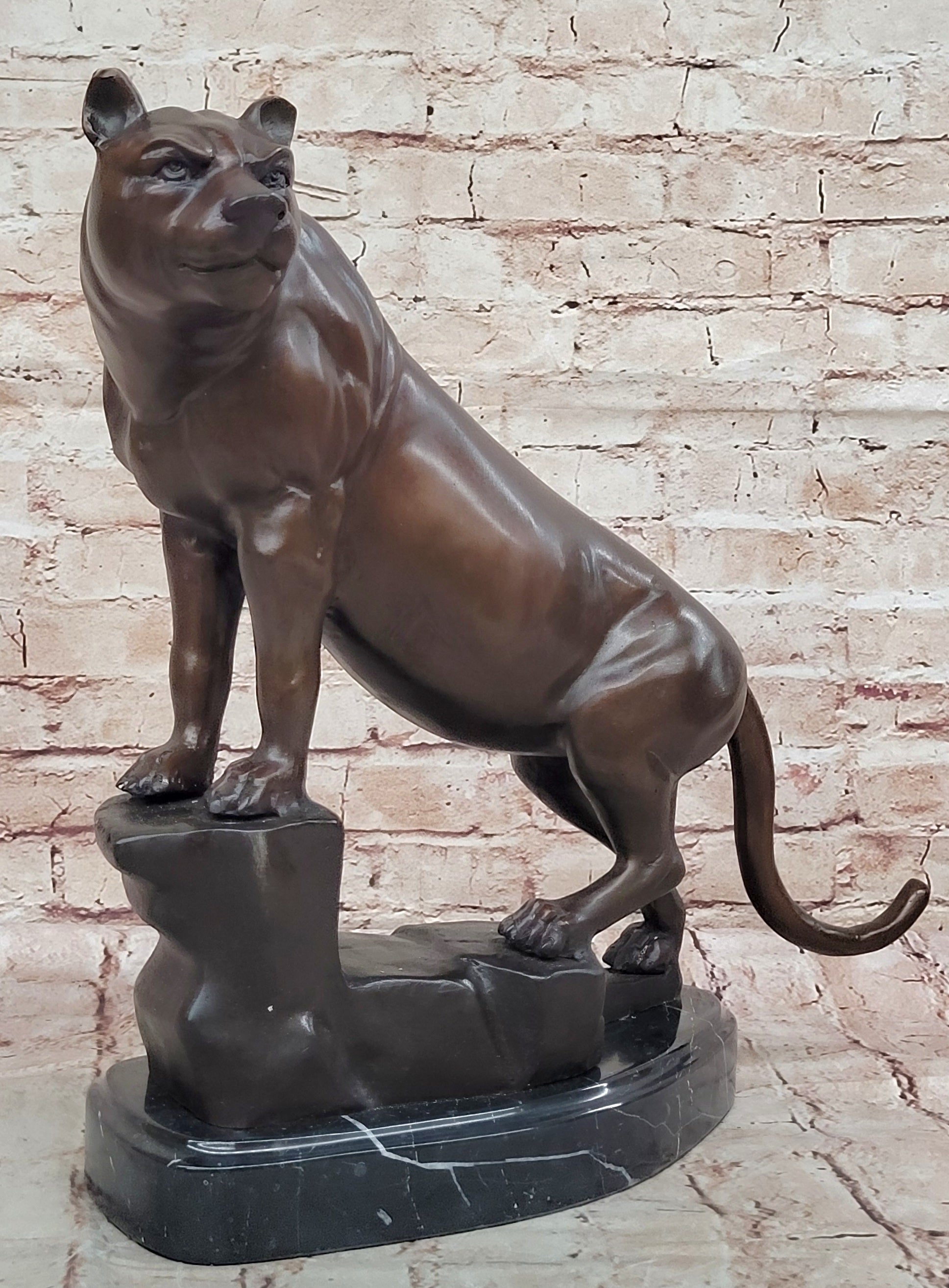 Bronze Sculpture Statue of Puma Cougar Mountain Lion Signed Marius Limited Edition