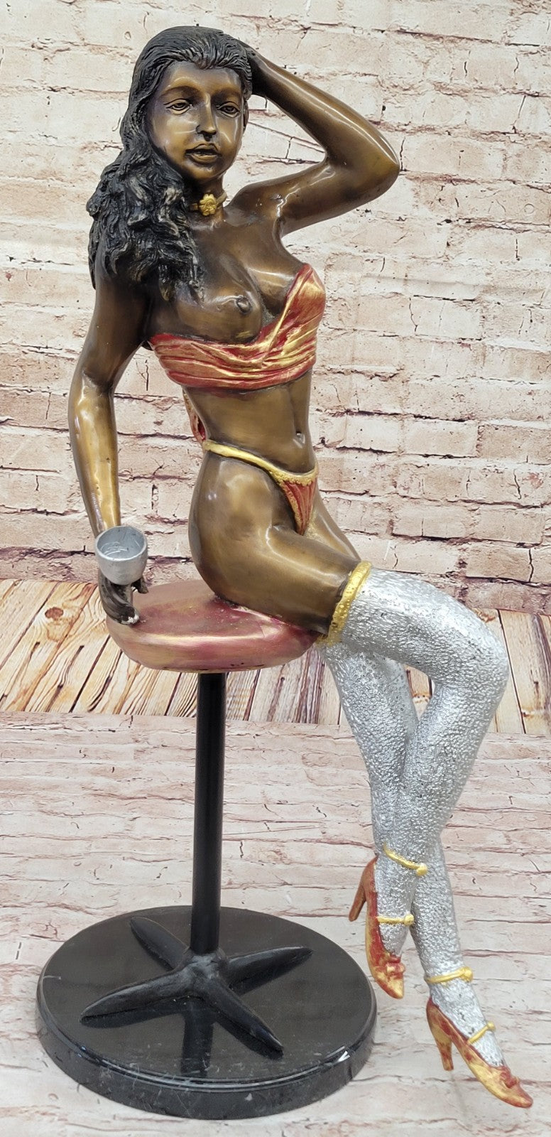 Artistic Naked Lady Seated Limited Edition Bronze Figurine Hot Cast Sculpture