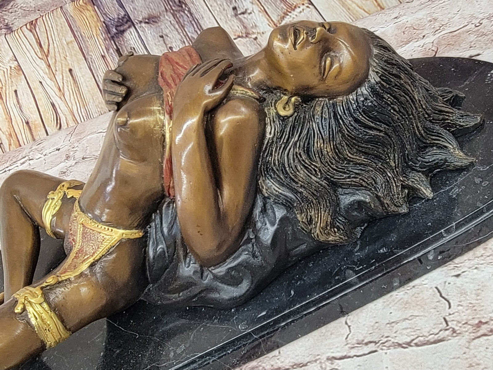 Erotic Art Handmade Collett Bronze Nude Female Figurine Sculpture Numbered