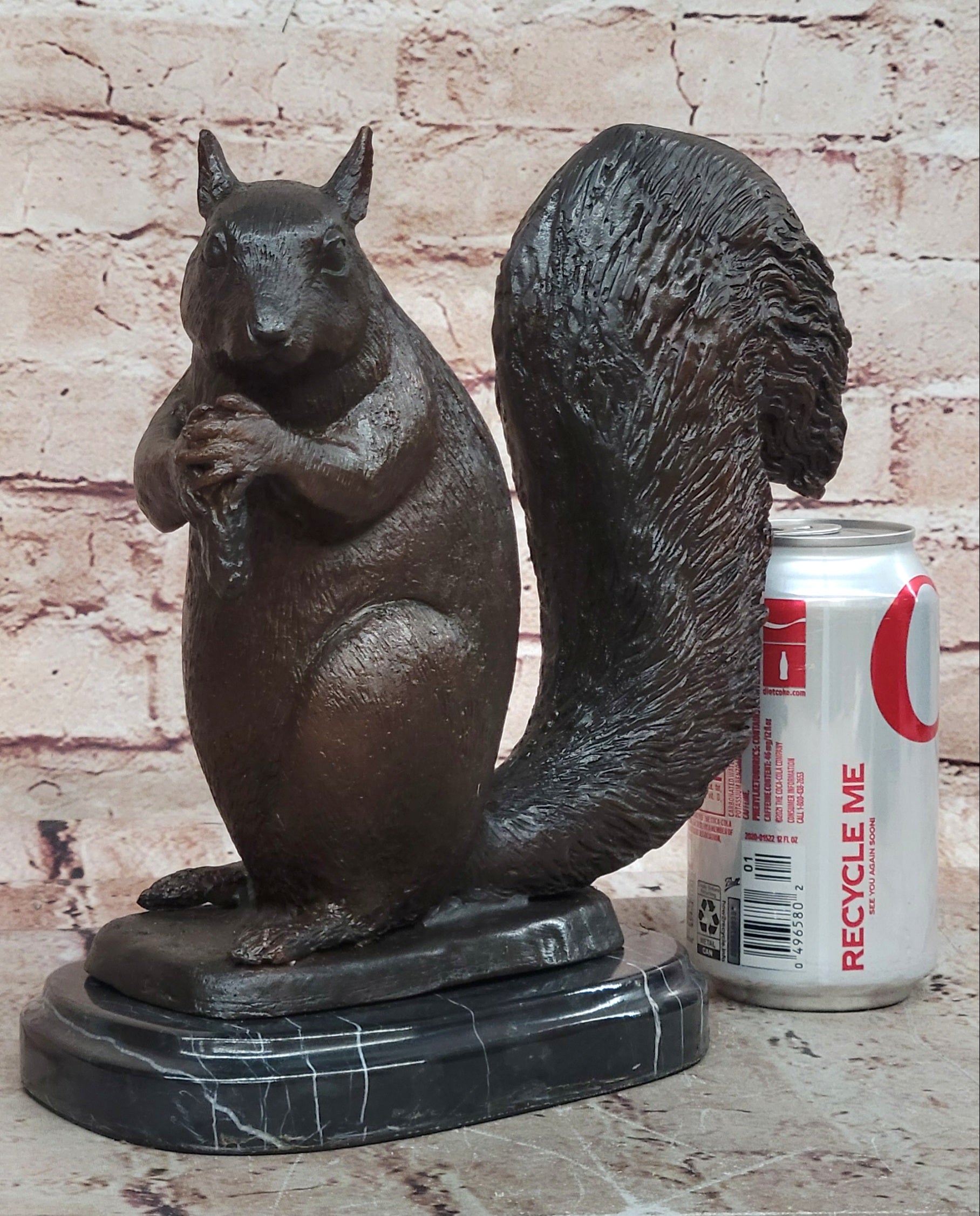 Handcrafted Bronze Squirrel Statue by Moigniez: Home and Backyard Decor