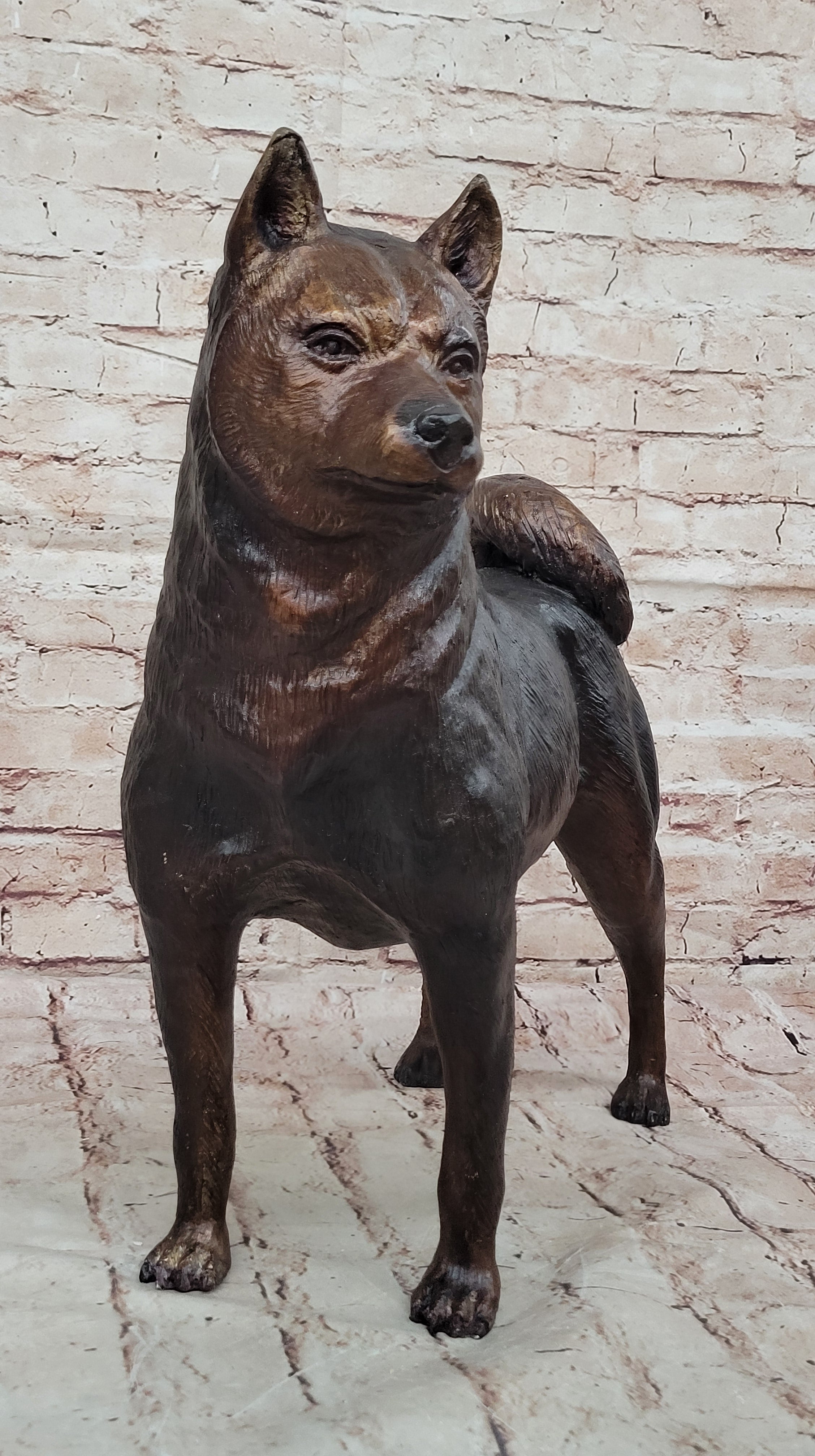 Collector Edition Bronze Shiba Inu Dog Statue: Handcrafted by Mogniez