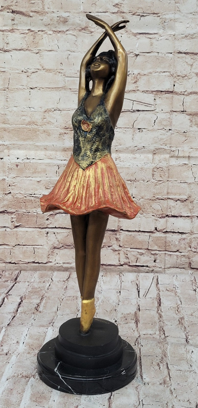 Hot CAST BRONZE MARBLE FIGURINE GIRL BALLERINA-SIGNED SCULPTURE FIGURE