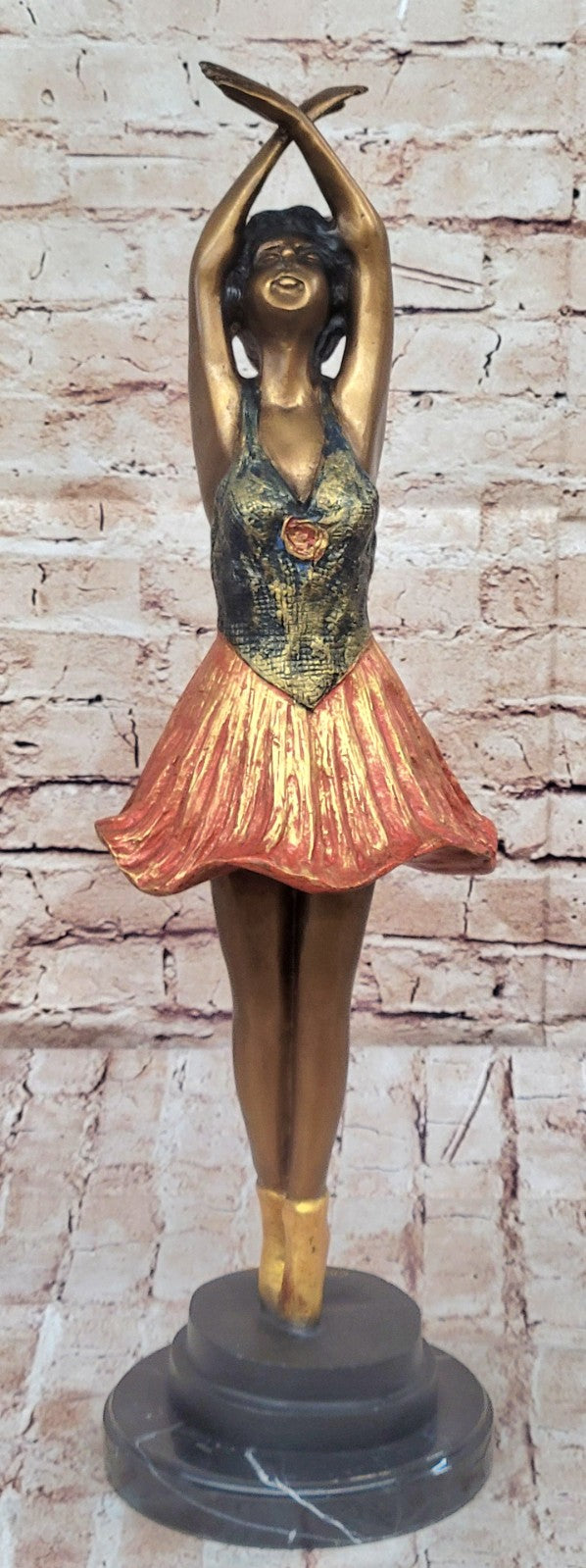 Hot CAST BRONZE MARBLE FIGURINE GIRL BALLERINA-SIGNED SCULPTURE FIGURE