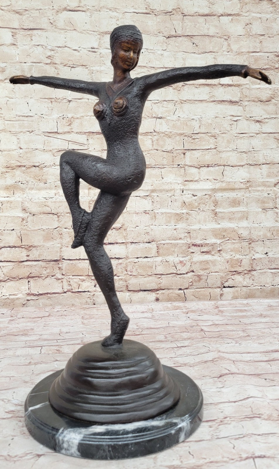 Chiparus Art Deco Lady Dancer Genuine Bronze Sculpture Figurine