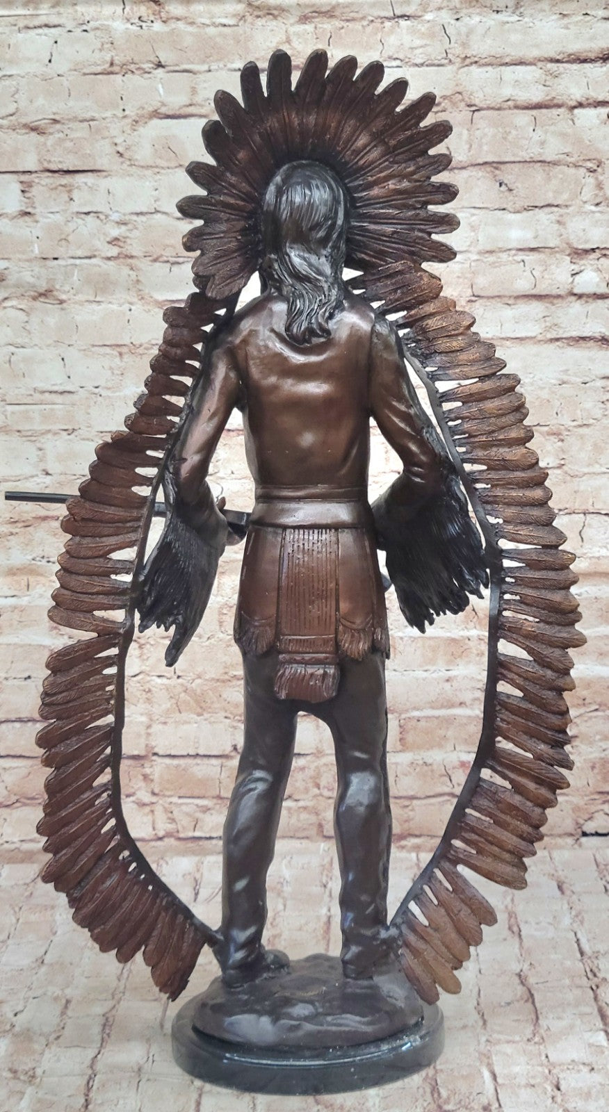 Handmade Native American Indian Warrior Bronze Sculpture Statue Figurine Art