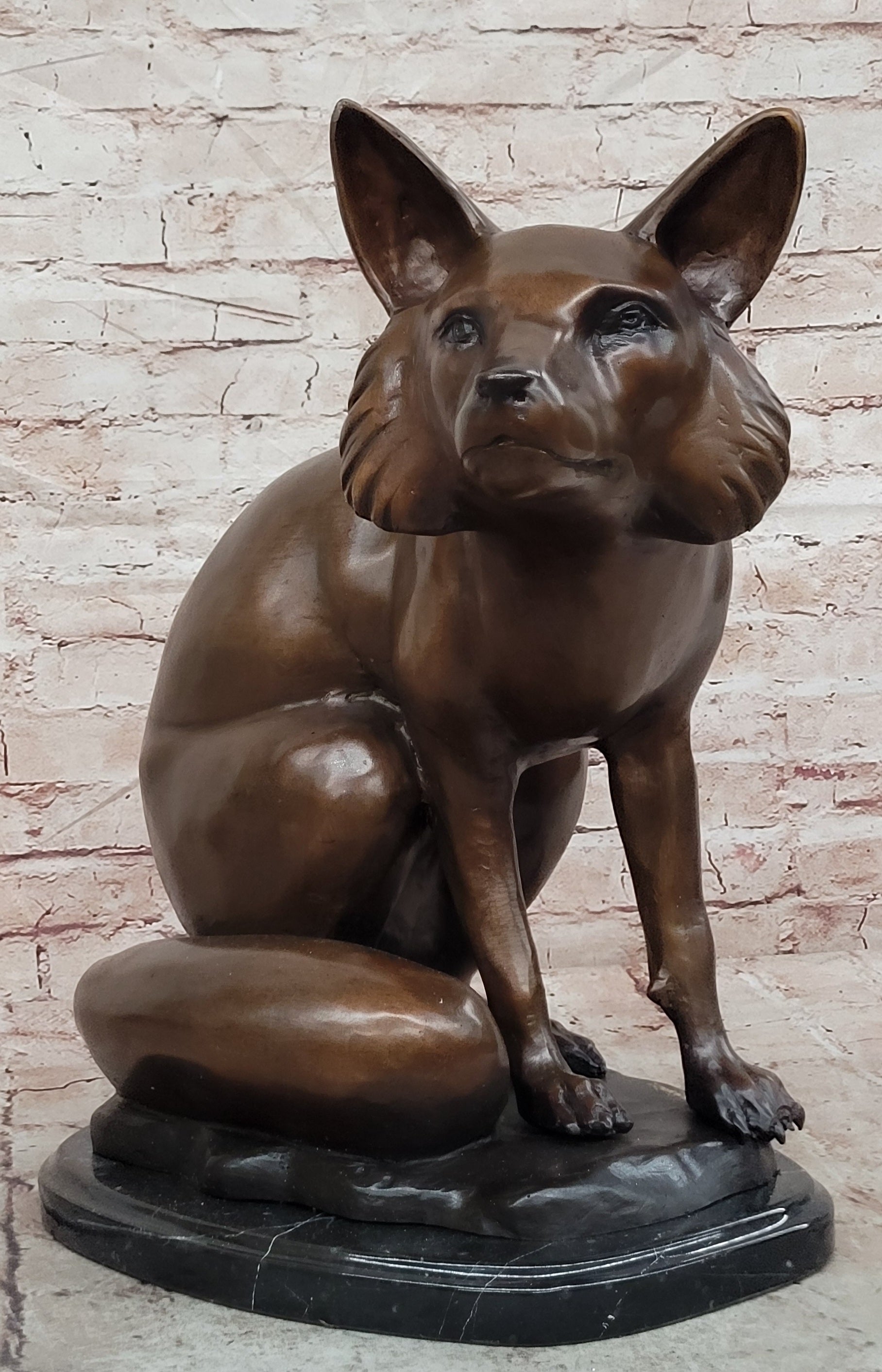 Bronze Fox Animal Sculpture Signed Mogniez Collector Edition Fine Art Decor
