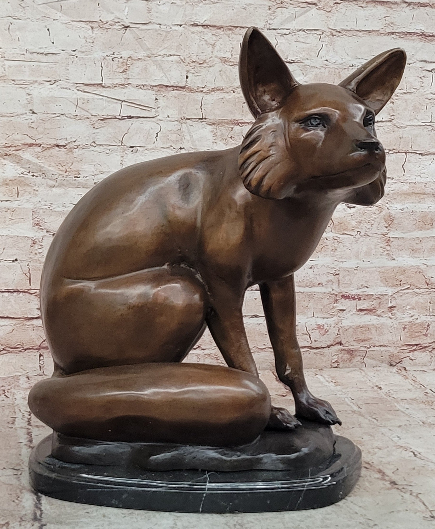 Bronze Fox Animal Sculpture Signed Mogniez Collector Edition Fine Art Decor