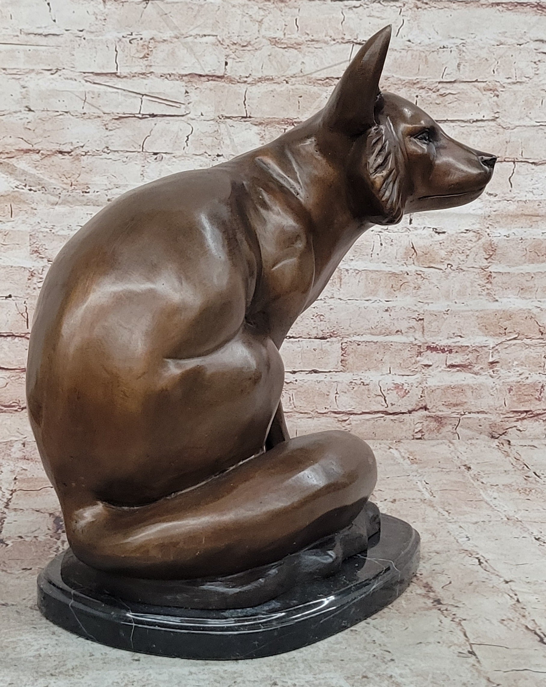 Bronze Fox Animal Sculpture Signed Mogniez Collector Edition Fine Art Decor