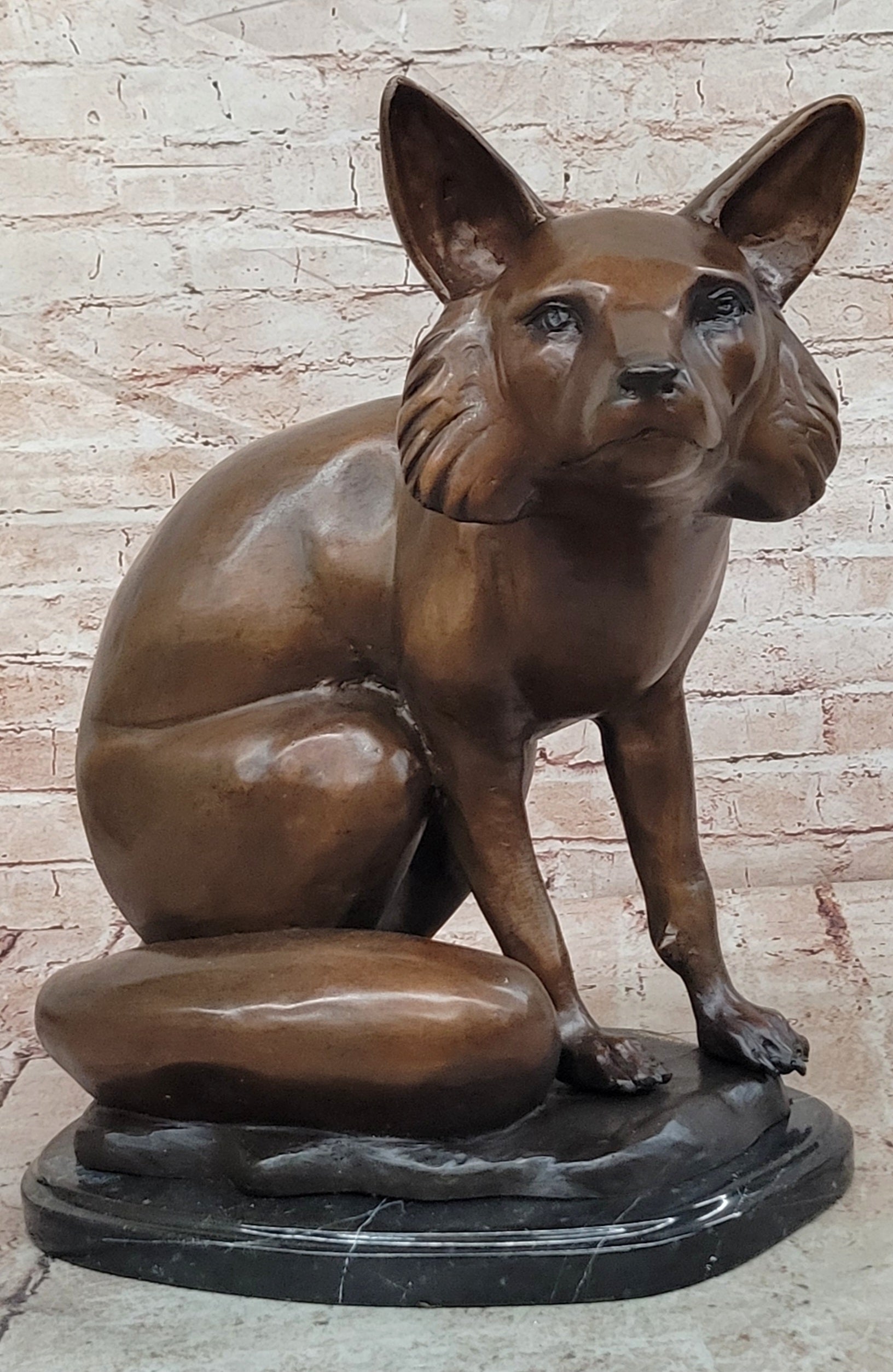 Bronze Fox Animal Sculpture Signed Mogniez Collector Edition Fine Art Decor