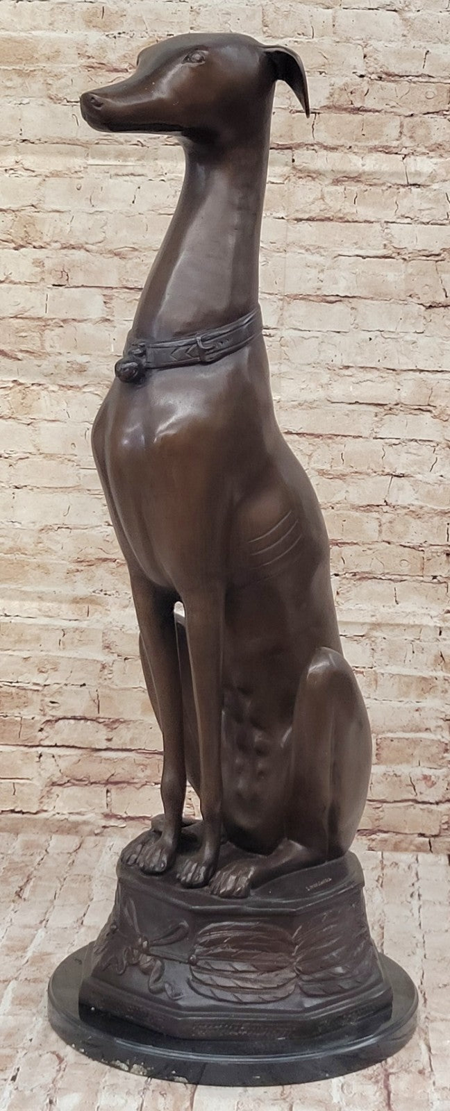 37" Tall Italian Greyhound with Special Patina Bronze Artwork Sculpture Animal